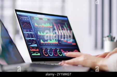 Data Analyst Using Data Analytics KPI Dashboard Stock Photo