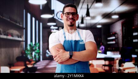 Small Business Owner. Happy Entrepreneur Man In Store Stock Photo