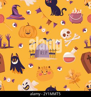 Fun Halloween Pumpkin Pattern vector Stock Vector