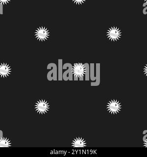 Yin yang sun seamless pattern vector Stock Vector