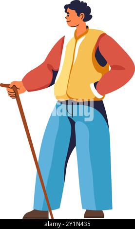 elderly man walking with cane cartoon Stock Vector Image & Art - Alamy