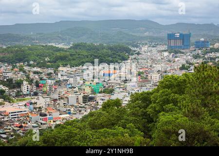 View of Ha Long City, Quang Ninh province, Vietnam near Ha Long bay. Travel and landscape concept. Congested and busy city. Big city surrounded with f Stock Photo