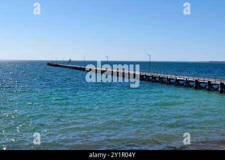 Wooden jetty, Sreaky Bay, South Australia Stock Photo