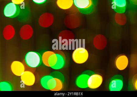 Blurred Bokeh Multi-Colored Abstract Lights Defocused Background with Vibrant Circular Patterns Stock Photo