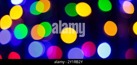 Blurred Bokeh Multi-Colored Abstract Lights Defocused Background with Vibrant Circular Patterns Stock Photo
