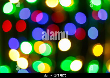 Blurred Bokeh Multi-Colored Abstract Lights Defocused Background with Vibrant Circular Patterns Stock Photo