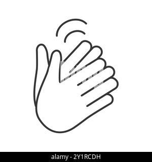 Line art vector illustration of a waving hand gesture, symbolizing greeting and farewell. Stock Vector
