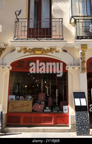 Avila, Castilla y Leon, Spain- August 18, 2024: Yolks of Saint Teresa pastry shop in the old town of Avila city Stock Photo