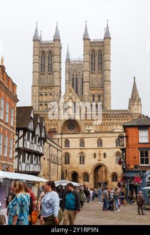 Lincoln cathedral on a Saturday in Lincoln Stock Photo