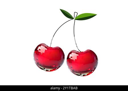 Disco mirror ball fruit, berry, cherry. On white isolated background .Mosaic style vector Stock Vector