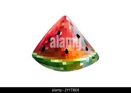 Disco mirror ball fruit, berry, watermelon. On white isolated background .Mosaic style Stock Vector