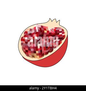 Disco mirror ball fruit, berry, pomegranate . On white isolated background. Mosaic style  vector Stock Vector