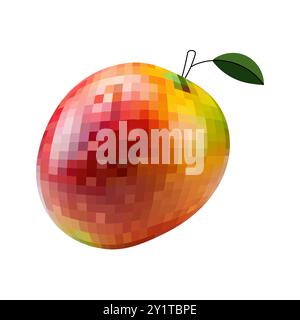 Disco mirror ball fruit, berry, mango . On white isolated background. Mosaic style vector Stock Vector
