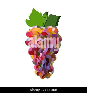 Disco mirror ball fruit, berry, grape . On white isolated background. Mosaic style vector Stock Vector