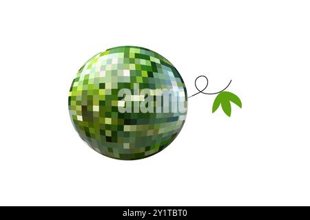 Disco mirror ball fruit, berry, watermelon. On white isolated background , circle.Mosaic style  vector Stock Vector
