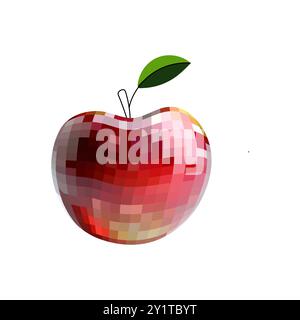 Disco mirror ball fruit, berry, apple . On white isolated background. Mosaic style vector Stock Vector