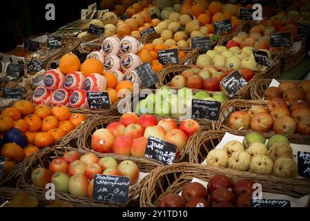 Munich,Germany. Display at a fruit stall on Viktualienmarkt Stock Photo