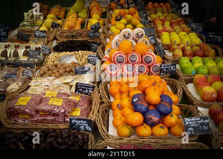 Munich,Germany. Display at a fruit stall on Viktualien Market Stock Photo