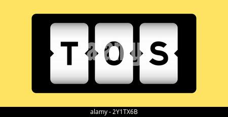 Black color in word TOS (abbreviation of Terms of service) on slot banner with yellow color background Stock Vector