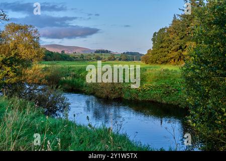 The River Eden and Musgrave Fell, Warcop, Appleby-in-Westmorland, Cumbria Stock Photo