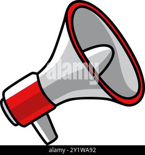 Megaphone, this iconic symbol of communication and amplification is perfect for a wide range of projects, from advertising campaigns and social media Stock Vector