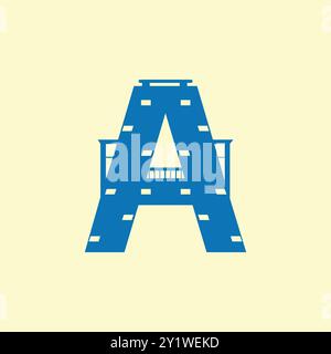 Creative Blue Building and Real Estate Construction A Letter Logo Stock Vector