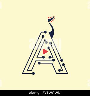 Music and Entertainment Technology Letter A Logo Stock Vector