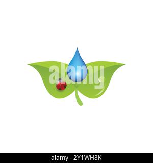Water drop  in Leaf with insect Stock Vector
