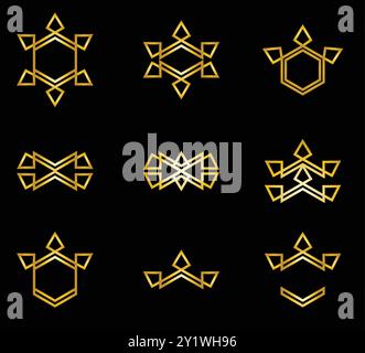 Vector minimal, linear hexagon logos and design elements - abstract icons for different business and technologies Stock Vector