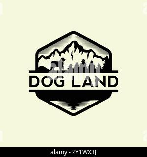 Vintage Outdoor logo and landscape illustration design template Stock Vector
