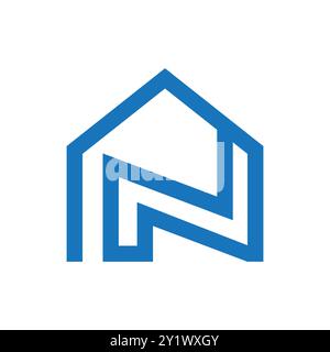 BlUE Building and Construction Letter N Logo Stock Vector