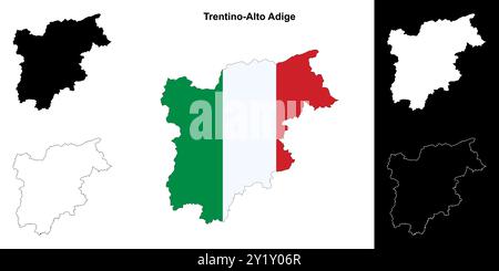 Trentino-Alto Adige blank outline map set Stock Vector