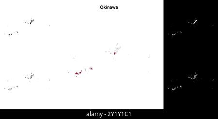 Okinawa prefecture outline map set Stock Vector