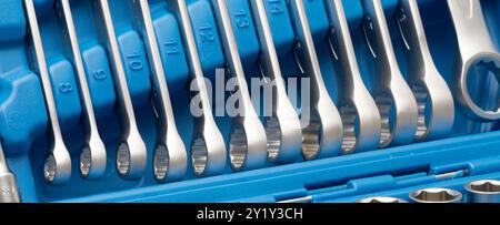 box ended wrench set toolbox Stock Photo