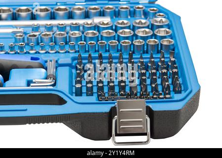 Socket wrench toolbox isolated on white background close up Stock Photo