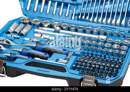 Socket wrench toolbox isolated on white background Stock Photo