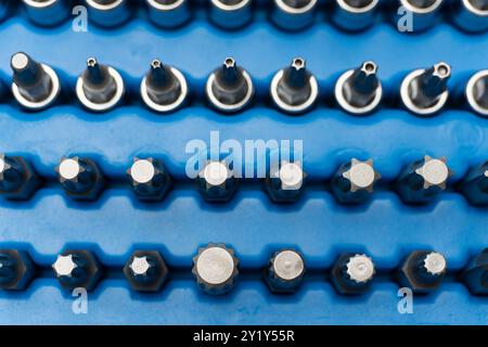 Screwdriver bits set, close up Stock Photo