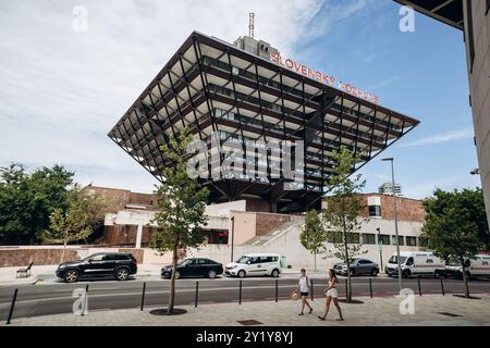 Bratislava, Slovakia - August 7, 2024: The Slovak Radio Building located in Bratislava Stock Photo