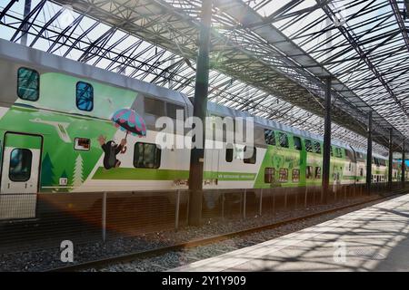 Long-distance train at Helsinki Main railway station, Helsinki,  Finland, August 2024 Stock Photo