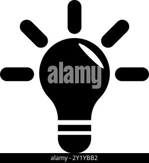 Black light bulb icon symbolizing ideas and innovation. Stock Vector