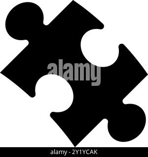 Single black puzzle piece icon, perfect for games, problem-solving, and strategy-related designs. Stock Vector