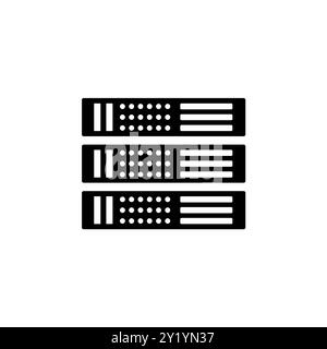 Hosting Server, Data Center, Web Storage Solid Flat Vector Icon Isolated on White Background. Stock Vector