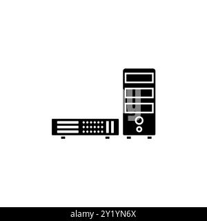 Datacenter, Computer Server Solid Flat Vector Icon Isolated on White Background. Stock Vector