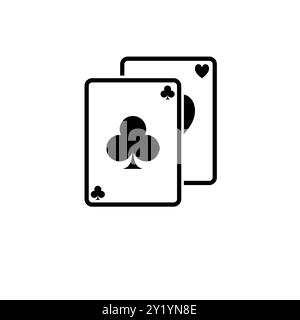 Poker Playing Cards, Ace Suits, Spade Royal Solid Flat Vector Icon Isolated on White Background. Stock Vector