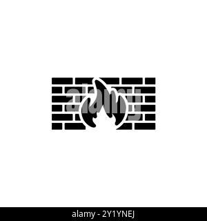 Firewall, Security Wall, Security Solid Flat Vector Icon Isolated on White Background. Stock Vector