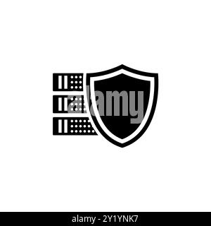 Cybersecurity. Protection Network Security Solid Flat Vector Icon Isolated on White Background. Stock Vector