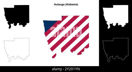 Autauga County (Alabama) outline map set Stock Vector