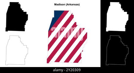 Madison County (Arkansas) outline map set Stock Vector