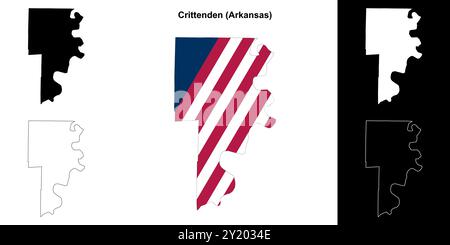 Crittenden County (Arkansas) outline map set Stock Vector
