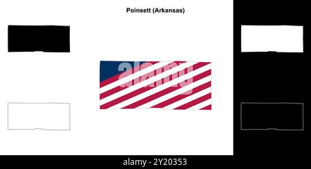 Poinsett County (Arkansas) outline map set Stock Vector